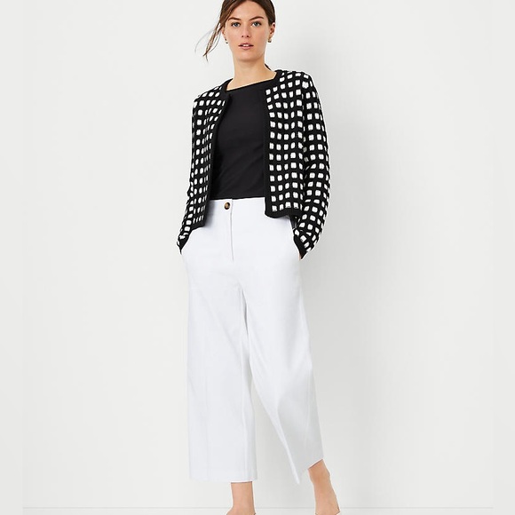 Ann Taylor the Kate wide leg crop high rise white pants size 14 - Picture 1 of 12